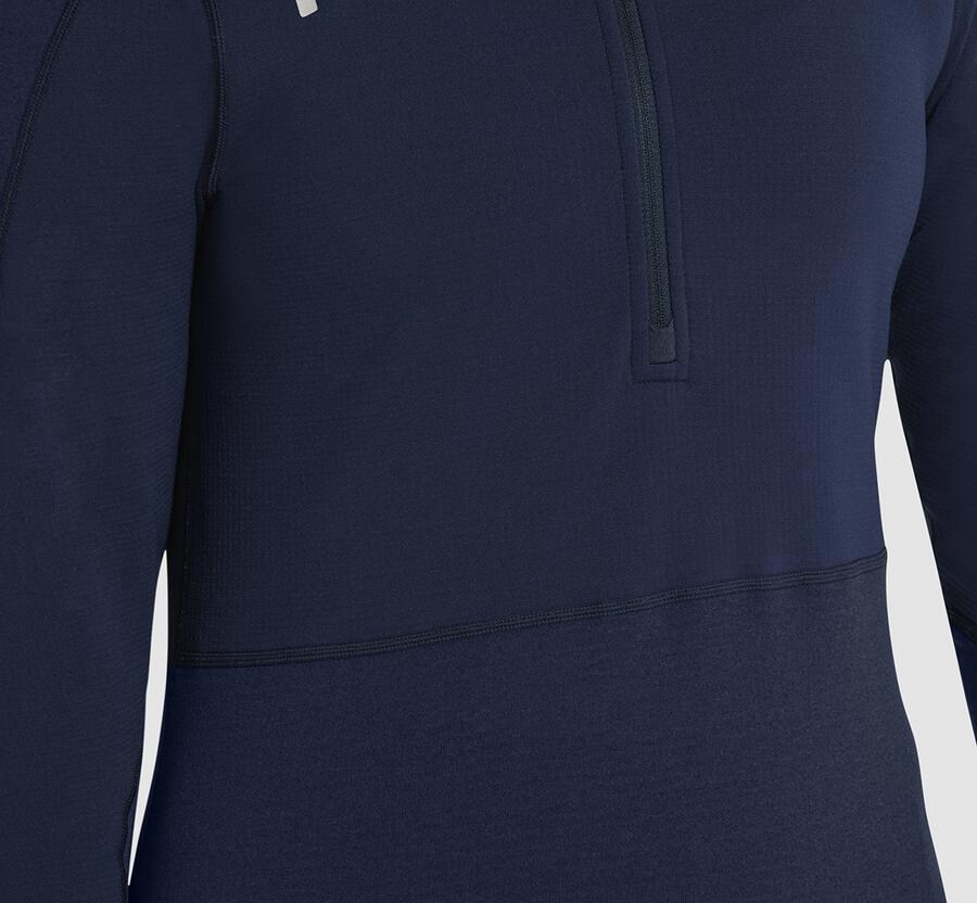 Hoka One One Top Kadın Lacivert - 1/2 Zip Midlayer - DS4597201